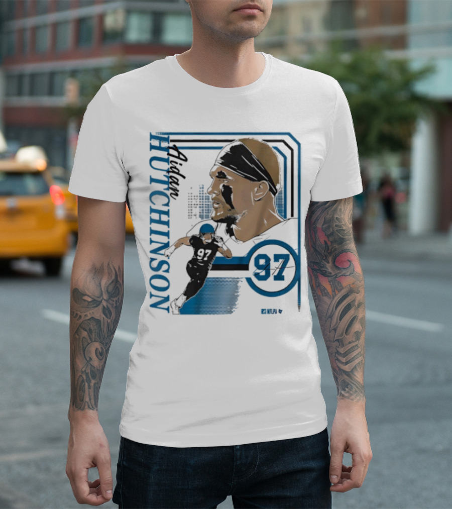 Aidan Hutchinson Signature Collage 97 Athlete Portrait T-Shirt