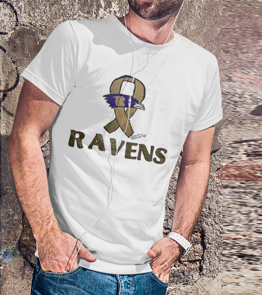 Baltimore Ravens Crucial Catch Breast Cancer Awareness 2025 Ravens Ribbon Logo T-Shirt