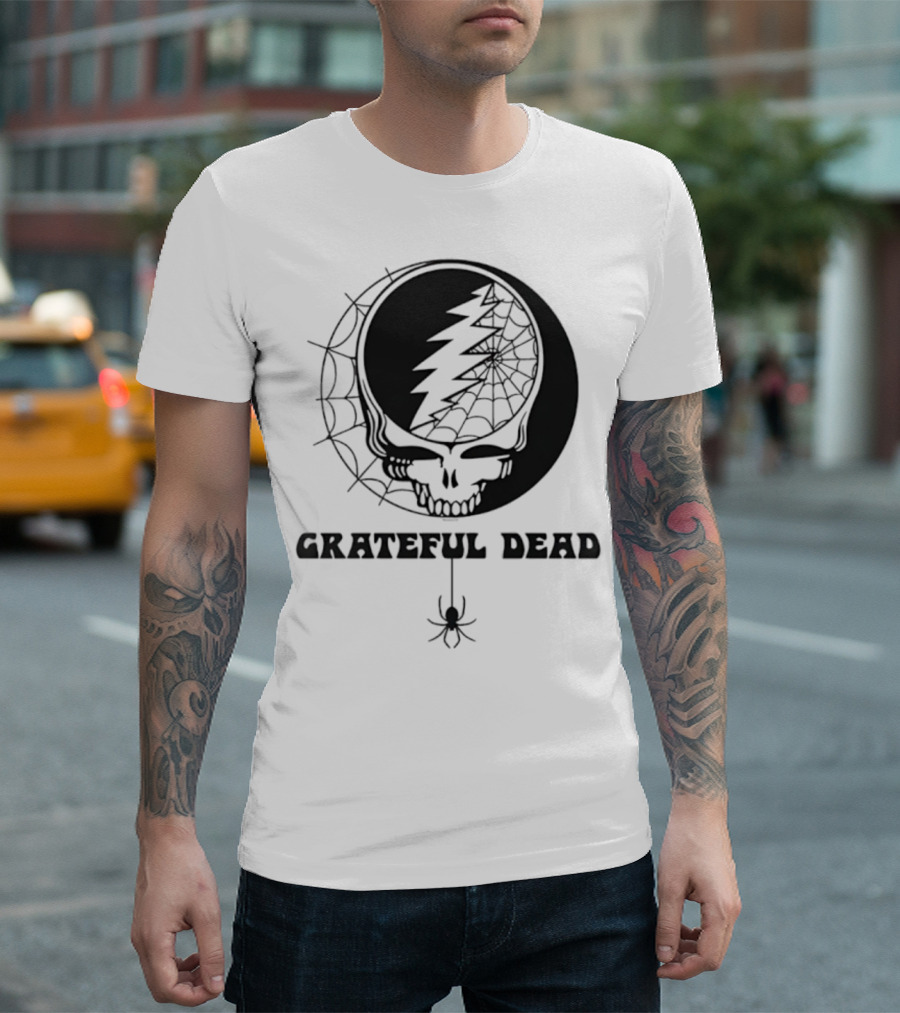 Grateful Dead Steal Your Face Spiderweb Skull Halloween T-Shirt