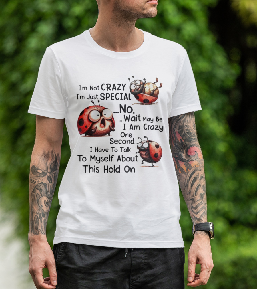 I'm Not Crazy I'm Just Special No Wait May Be I Am Crazy One Second I Have To Talk To Myself About This Hold On Ladybug T-Shirt