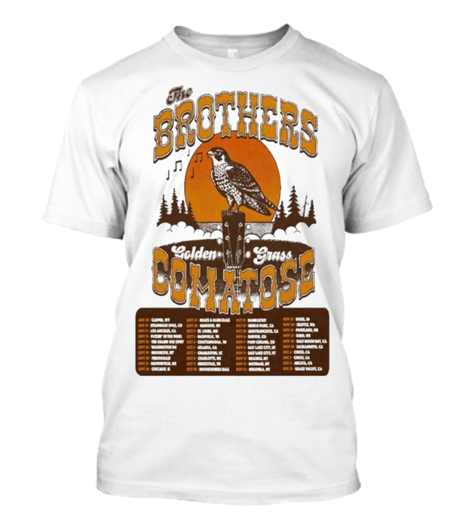 The Brothers Comatose Golden Grass 2025 Tour Dates Casper Wyoming To Grass Valley California T-Shirt