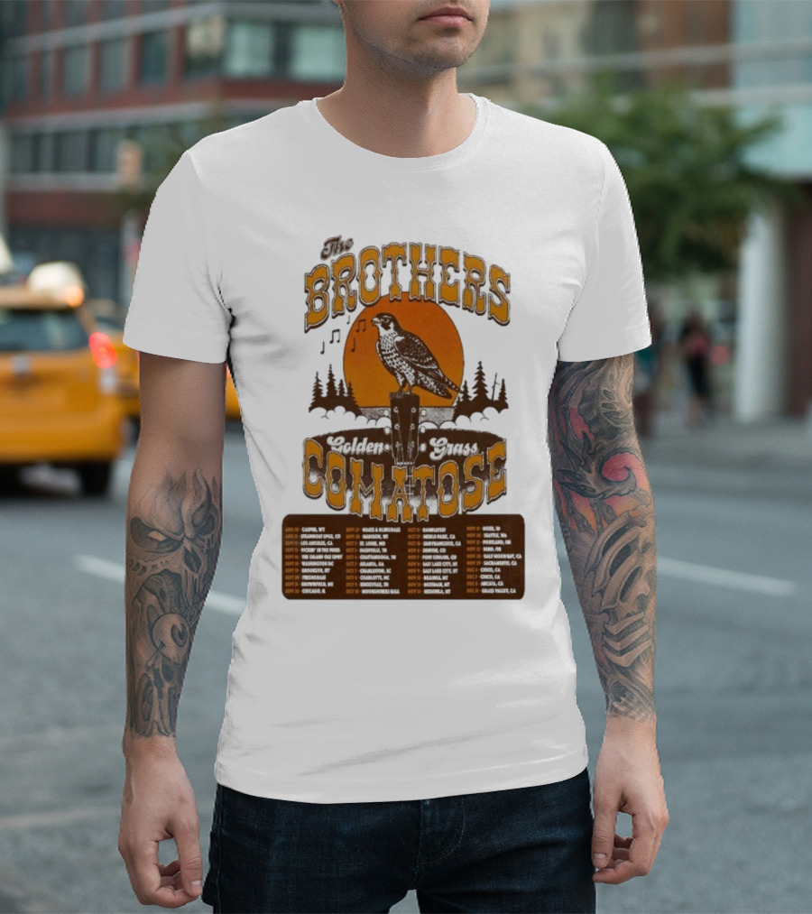 The Brothers Comatose Golden Grass 2025 Tour Dates Casper Wyoming To Grass Valley California T-Shirt