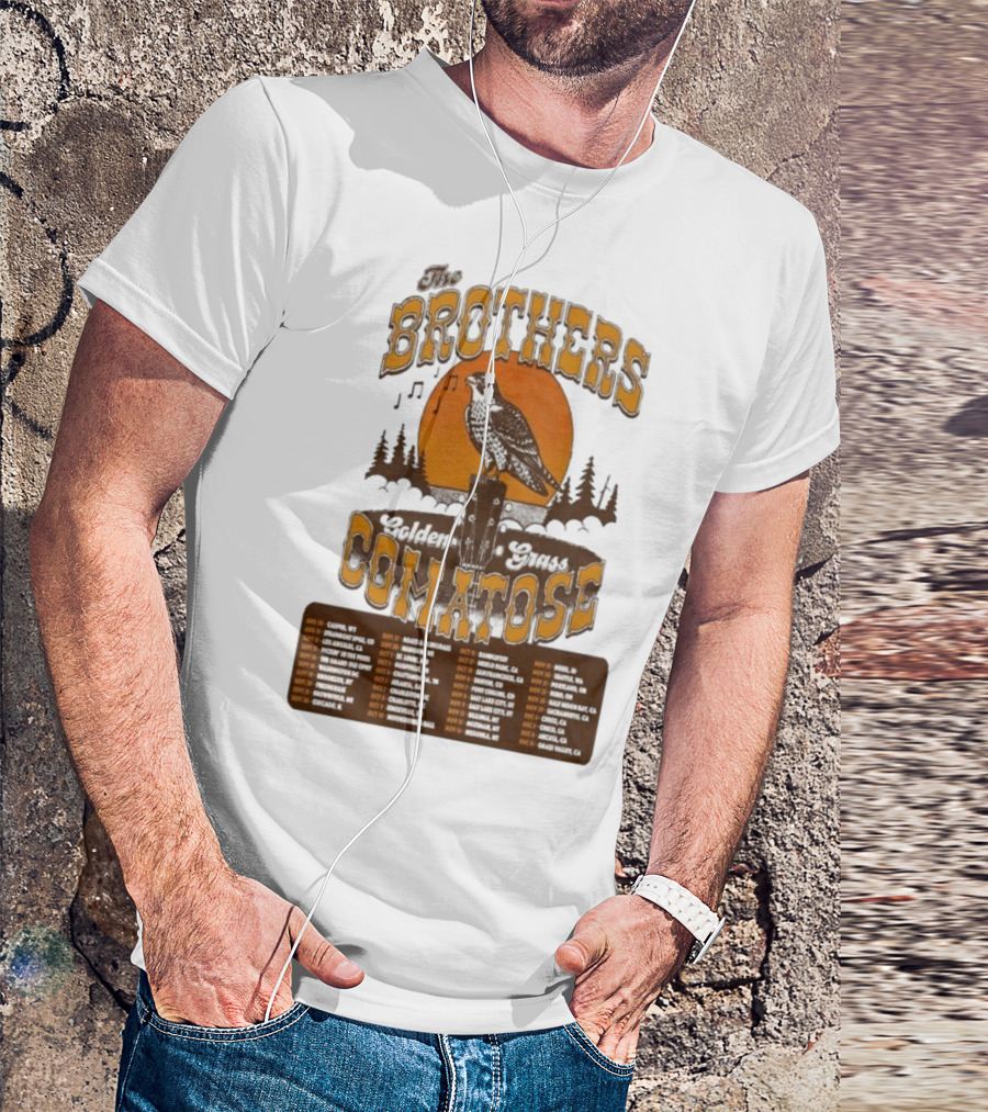 The Brothers Comatose Golden Grass 2025 Tour Dates Casper Wyoming To Grass Valley California T-Shirt
