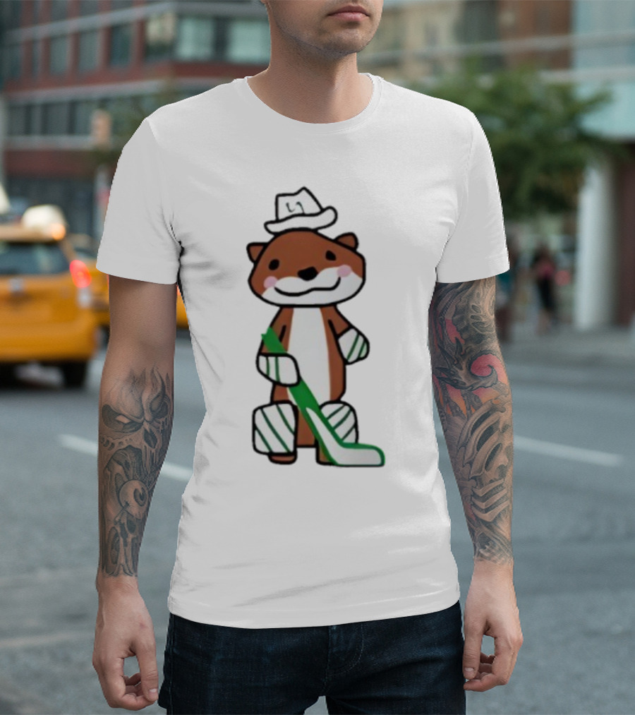 Thomas Harley Otter Hockey Player With Hat And Stick T-Shirt