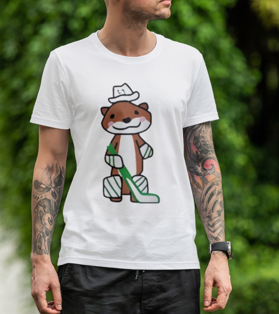 Thomas Harley Otter Hockey Player With Hat And Stick T-Shirt
