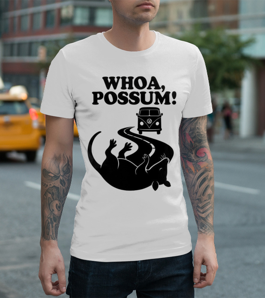Whoa Possum Vintage Van Opossum Road Trip T-Shirt