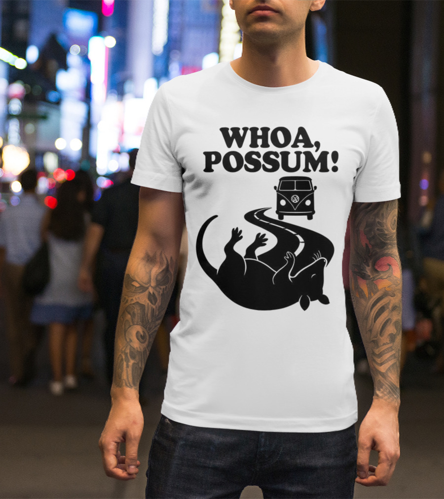 Whoa Possum Vintage Van Opossum Road Trip T-Shirt