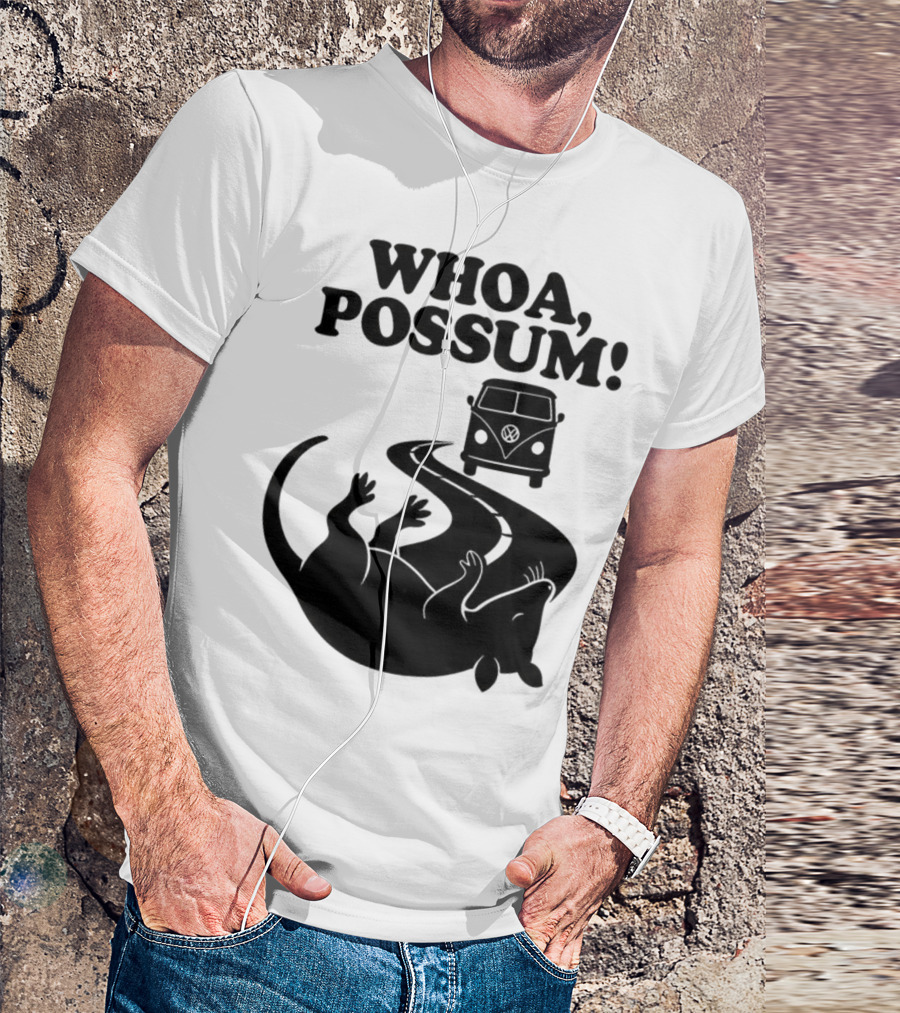 Whoa Possum Vintage Van Opossum Road Trip T-Shirt
