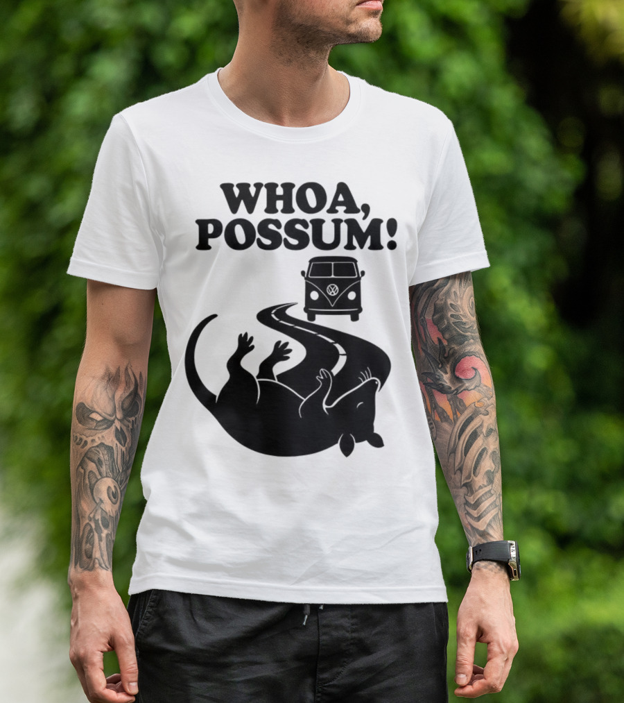 Whoa Possum Vintage Van Opossum Road Trip T-Shirt