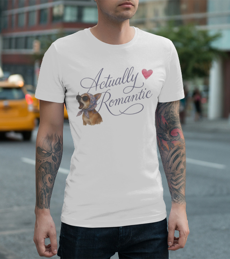 Actually Romantic Dog Sunglasses Heart Scarf T-Shirt