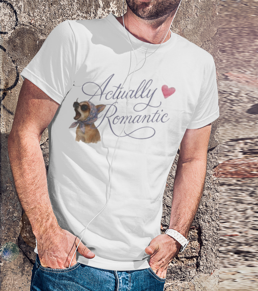 Actually Romantic Dog Sunglasses Heart Scarf T-Shirt
