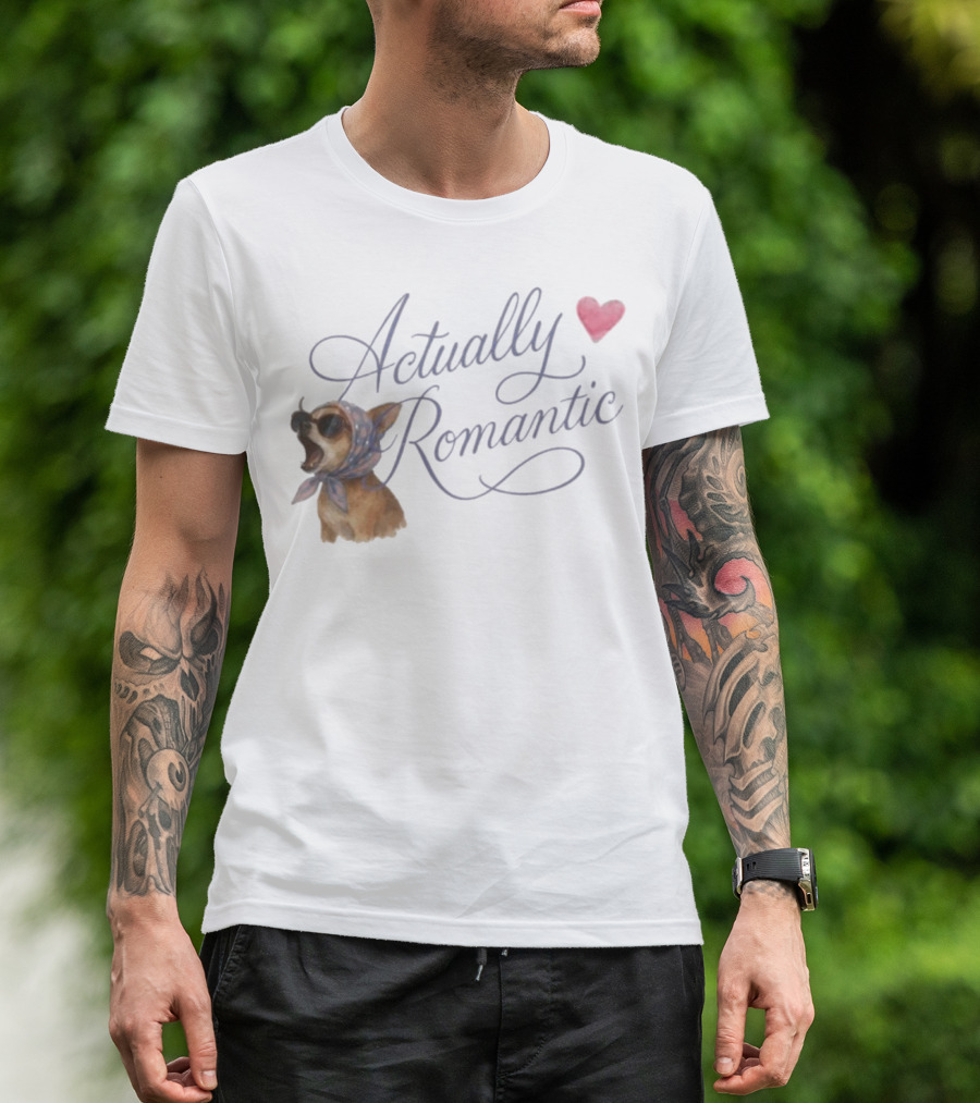 Actually Romantic Dog Sunglasses Heart Scarf T-Shirt