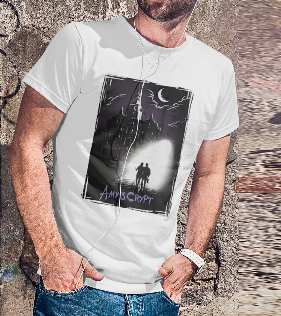 Amy's Crypt Haunted Mansion Moonlit Silhouette Halloween 2025 T-Shirt