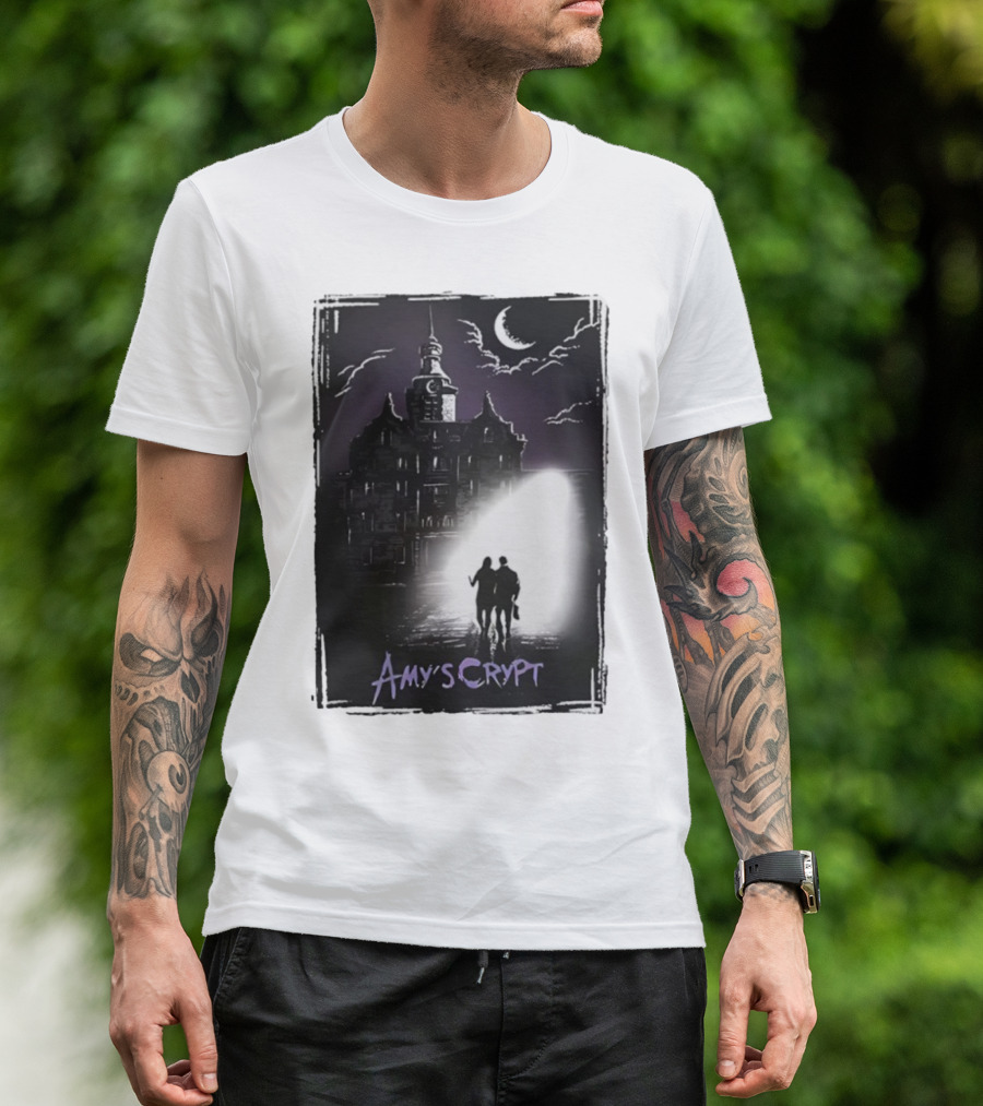 Amy's Crypt Haunted Mansion Moonlit Silhouette Halloween 2025 T-Shirt
