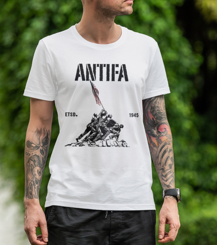 Antifa Estd 1945 Pro Democracy Liberal Protest Red Flag Symbolism T-Shirt