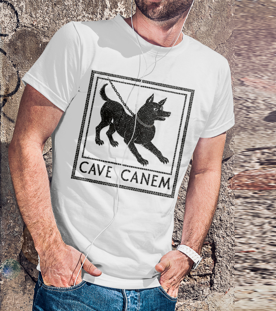 Cave Canem Ancient Pompeii Beware Of Dog Mosaic T-Shirt
