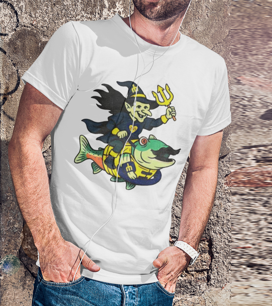 Etsy Witch Riding Mustache Trident Humpy Salmon Seattle Mariners 2025 T-Shirt