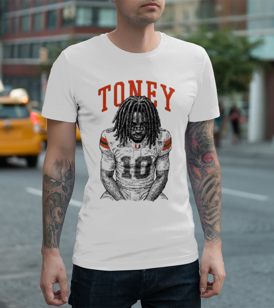 Toney Gabos Miami Hurricanes Number 10 Football Art T-Shirt