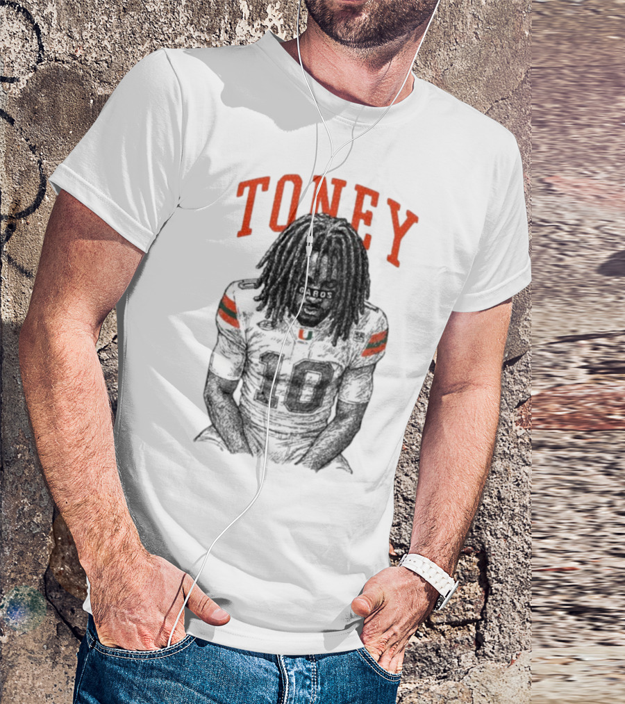 Toney Gabos Miami Hurricanes Number 10 Football Art T-Shirt