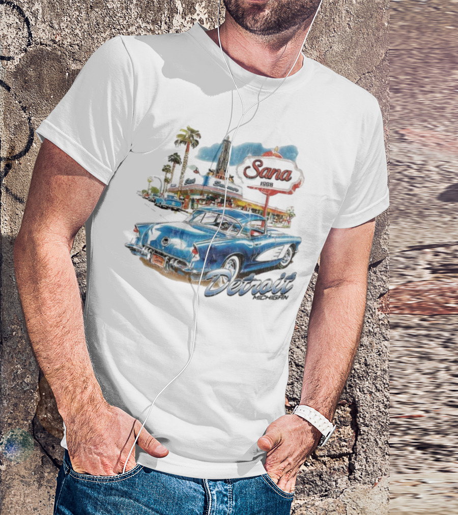 Sana Detroit Michigan 1950s Classic Cruiser Retro Nostalgia T-Shirt