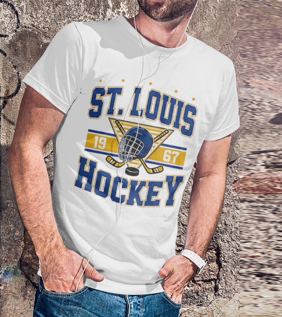St. Louis Hockey Helmet Crossed Sticks 1967 T-Shirt