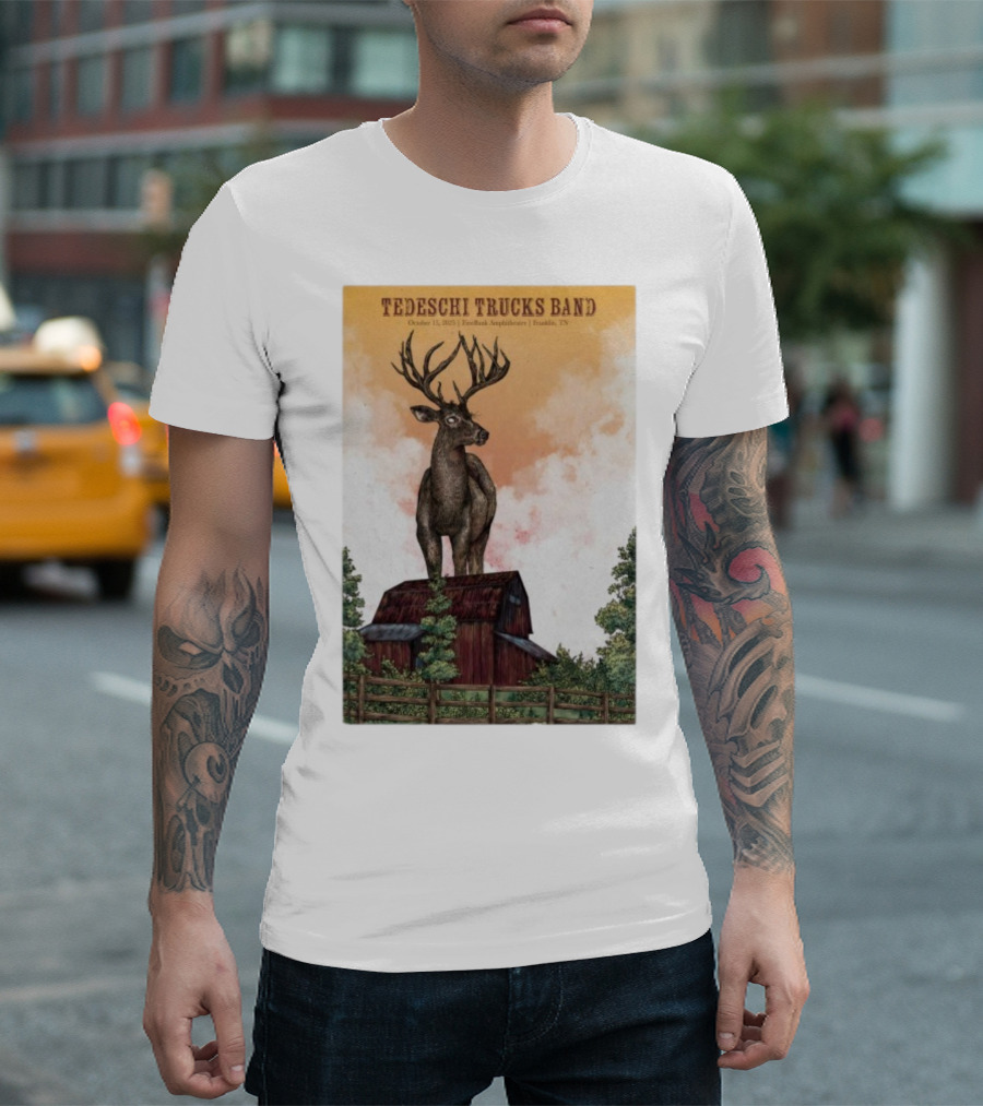 Tedeschi Trucks Band October 15 2025 FirstBank Amphitheater Franklin TN Deer On Barn T-Shirt