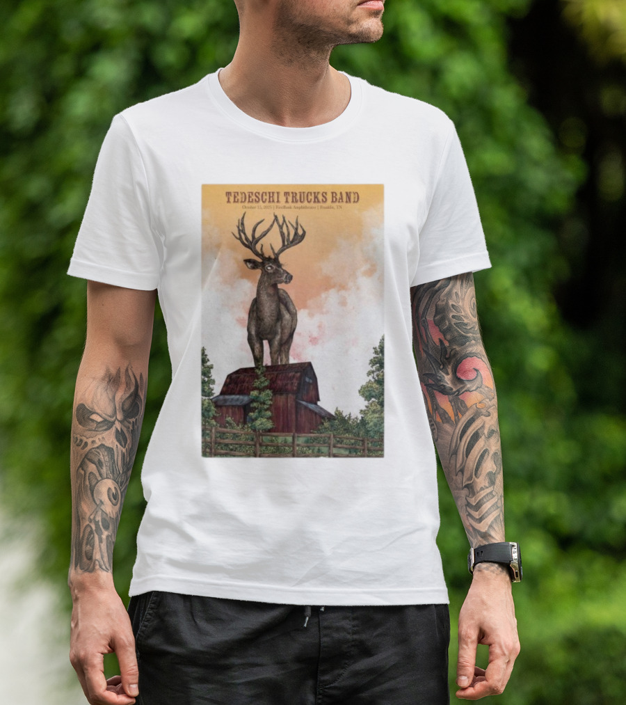 Tedeschi Trucks Band October 15 2025 FirstBank Amphitheater Franklin TN Deer On Barn T-Shirt
