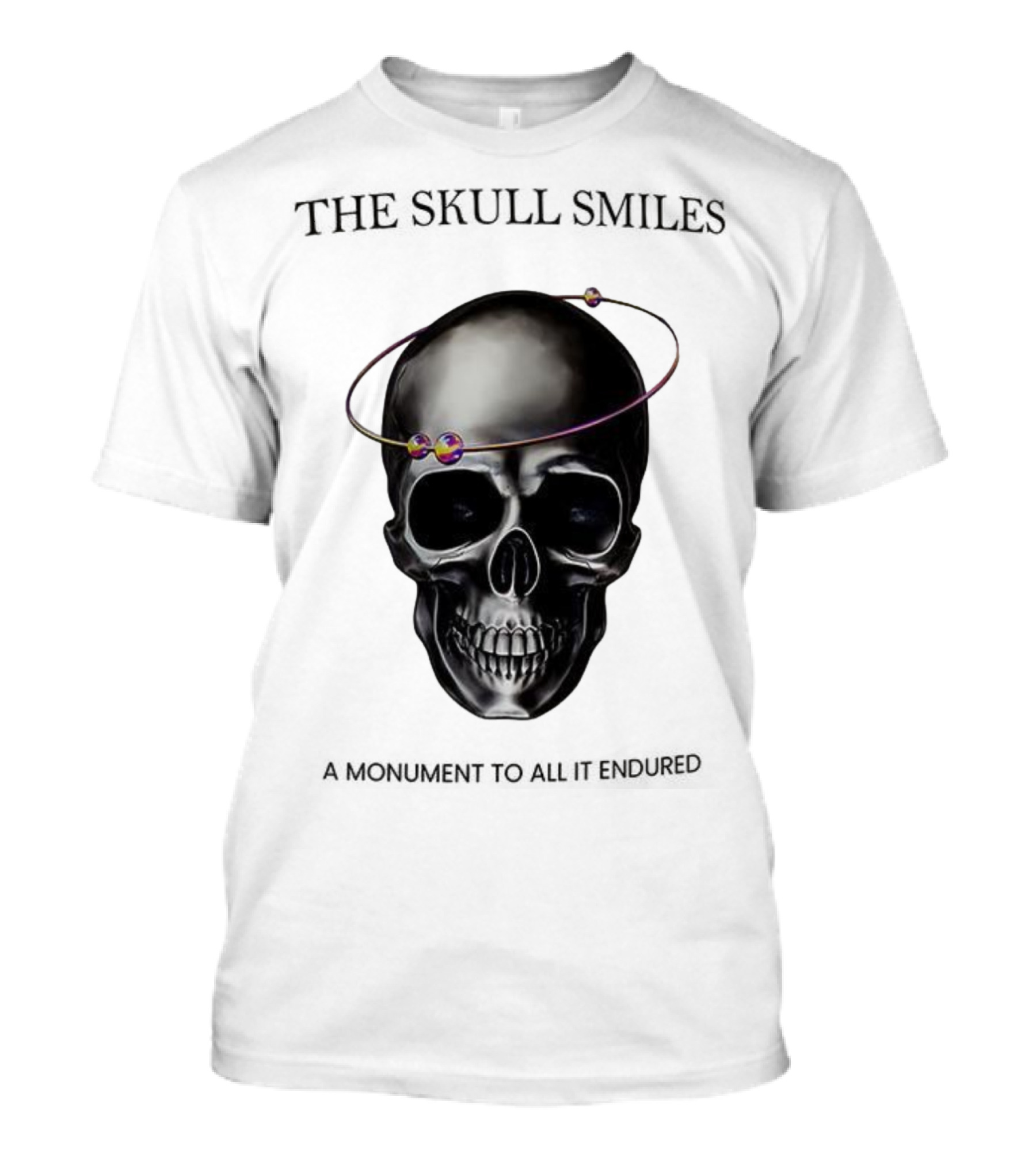 The Skull Smiles A Monument To All It Endured With Planetary Orbit Halo T-Shirt