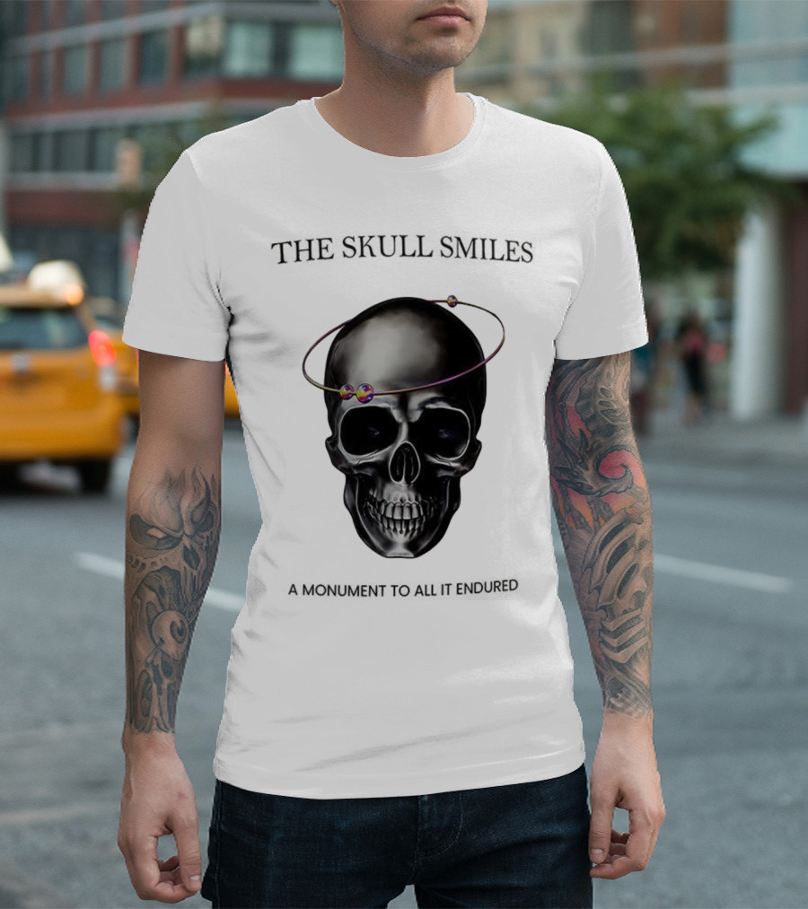 The Skull Smiles A Monument To All It Endured With Planetary Orbit Halo T-Shirt