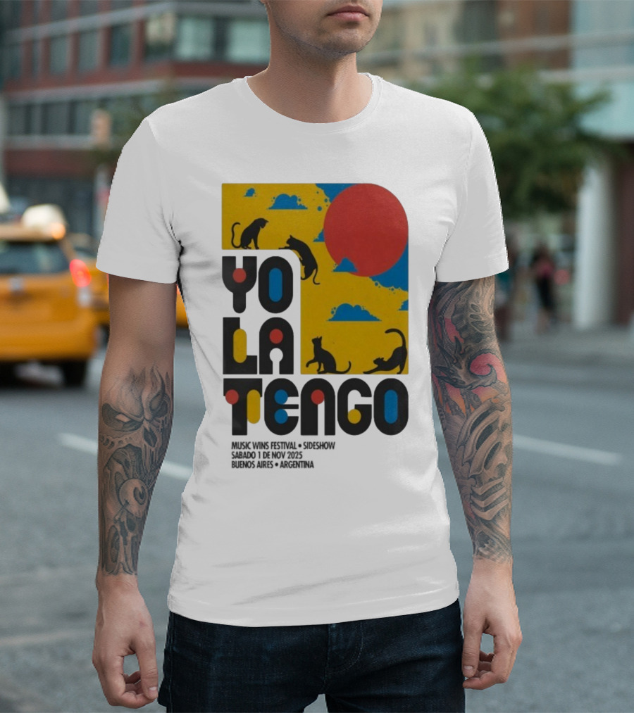 Yo La Tengo Cats And Sun Graphic 11.1.2025 Music Wins Festival Buenos Aires Argentina T-Shirt