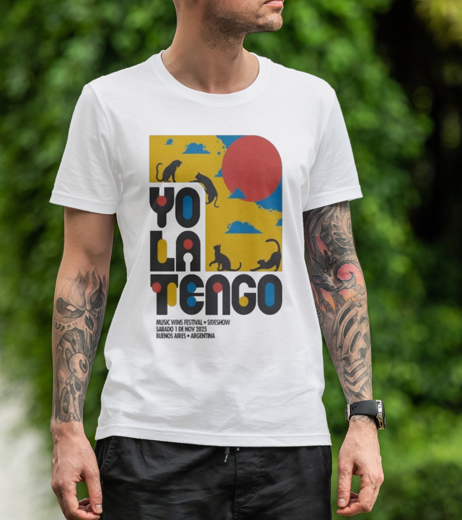 Yo La Tengo Cats And Sun Graphic 11.1.2025 Music Wins Festival Buenos Aires Argentina T-Shirt