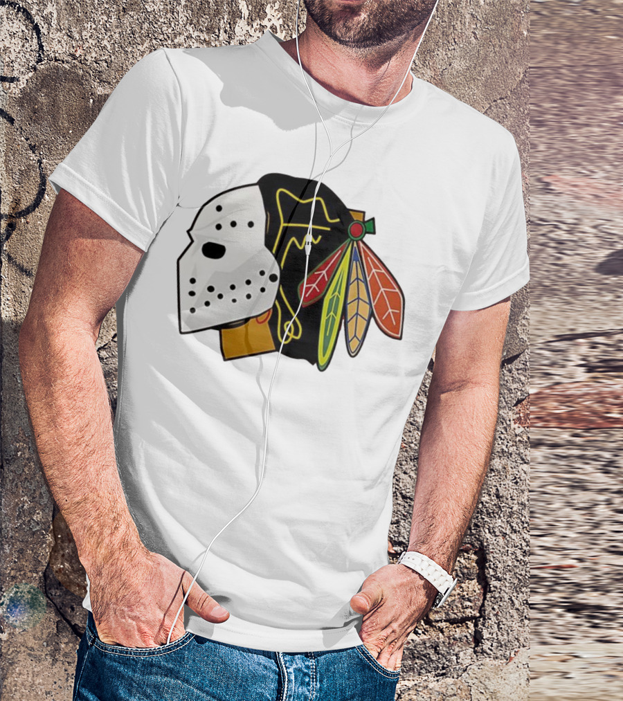 Chicago Blackhawks Hockey Mask Team Colors T-Shirt