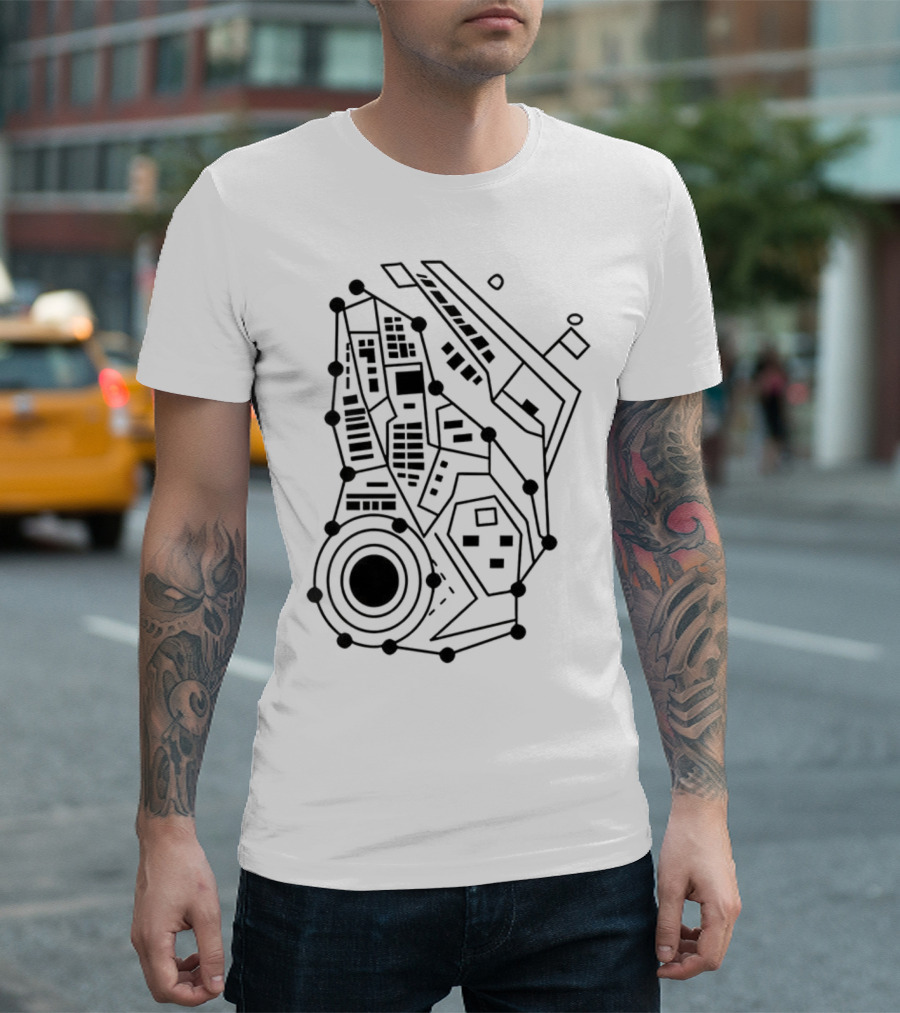 Circuit Board Pattern Tech-Inspired Circuitry T-Shirt