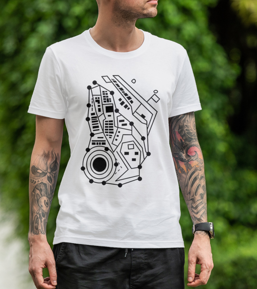 Circuit Board Pattern Tech-Inspired Circuitry T-Shirt