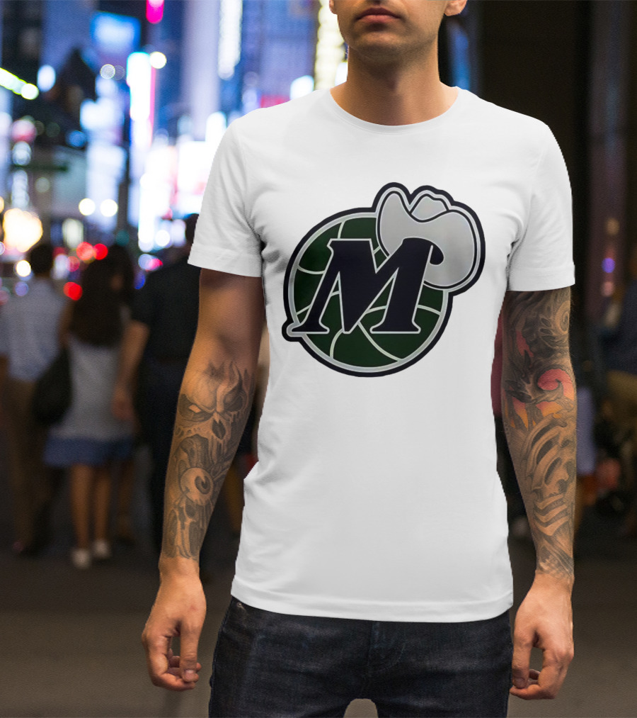 Dallas Mavericks M With Cowboy Hat And Basketball Icon T-Shirt