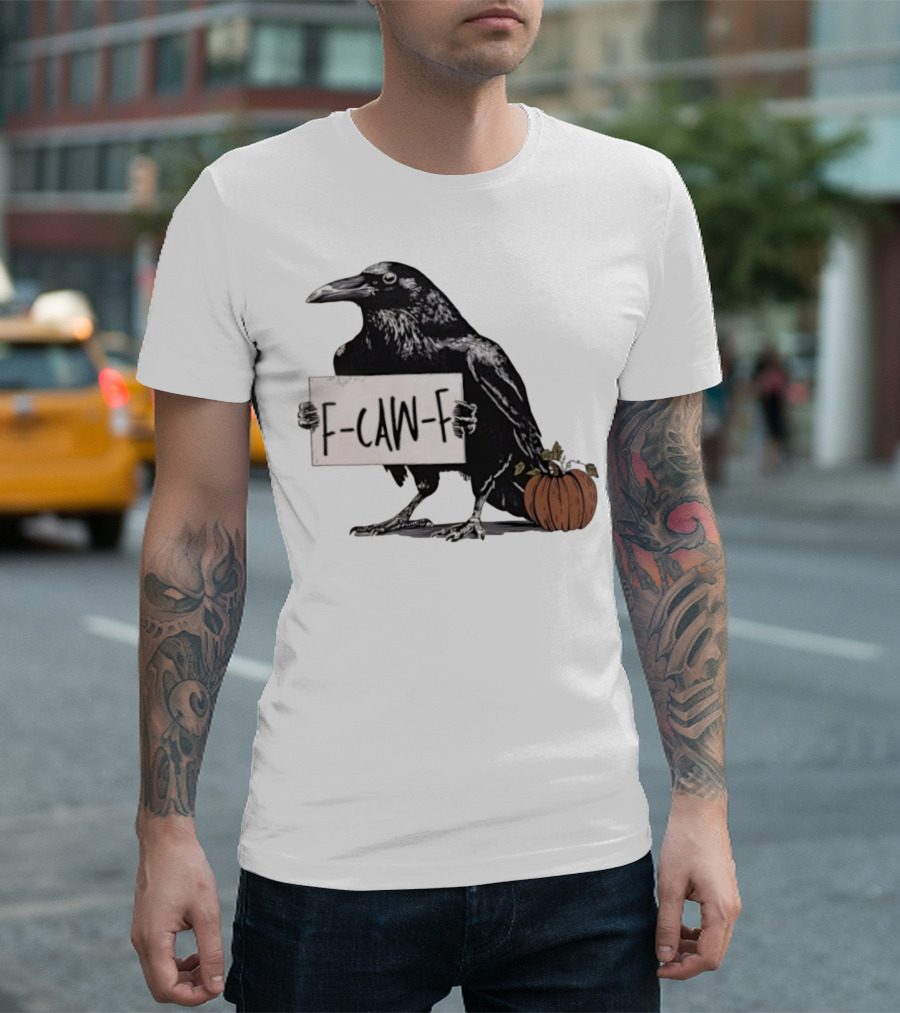 F Caw F Anti Fascism Crow Halloween Raven Pumpkin T-Shirt