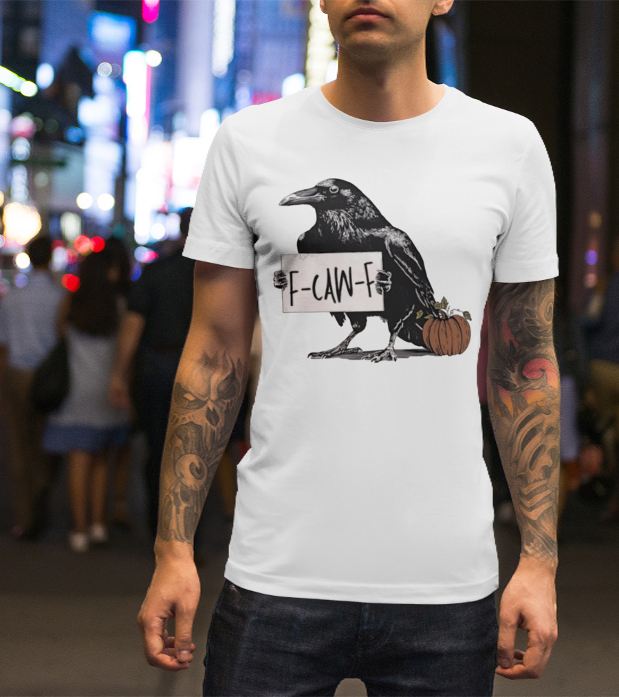 F Caw F Anti Fascism Crow Halloween Raven Pumpkin T-Shirt