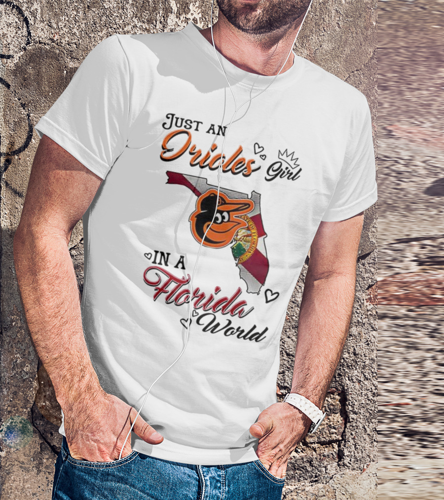 Baltimore Orioles Fan In Florida With State Flag And Mascot T-Shirt