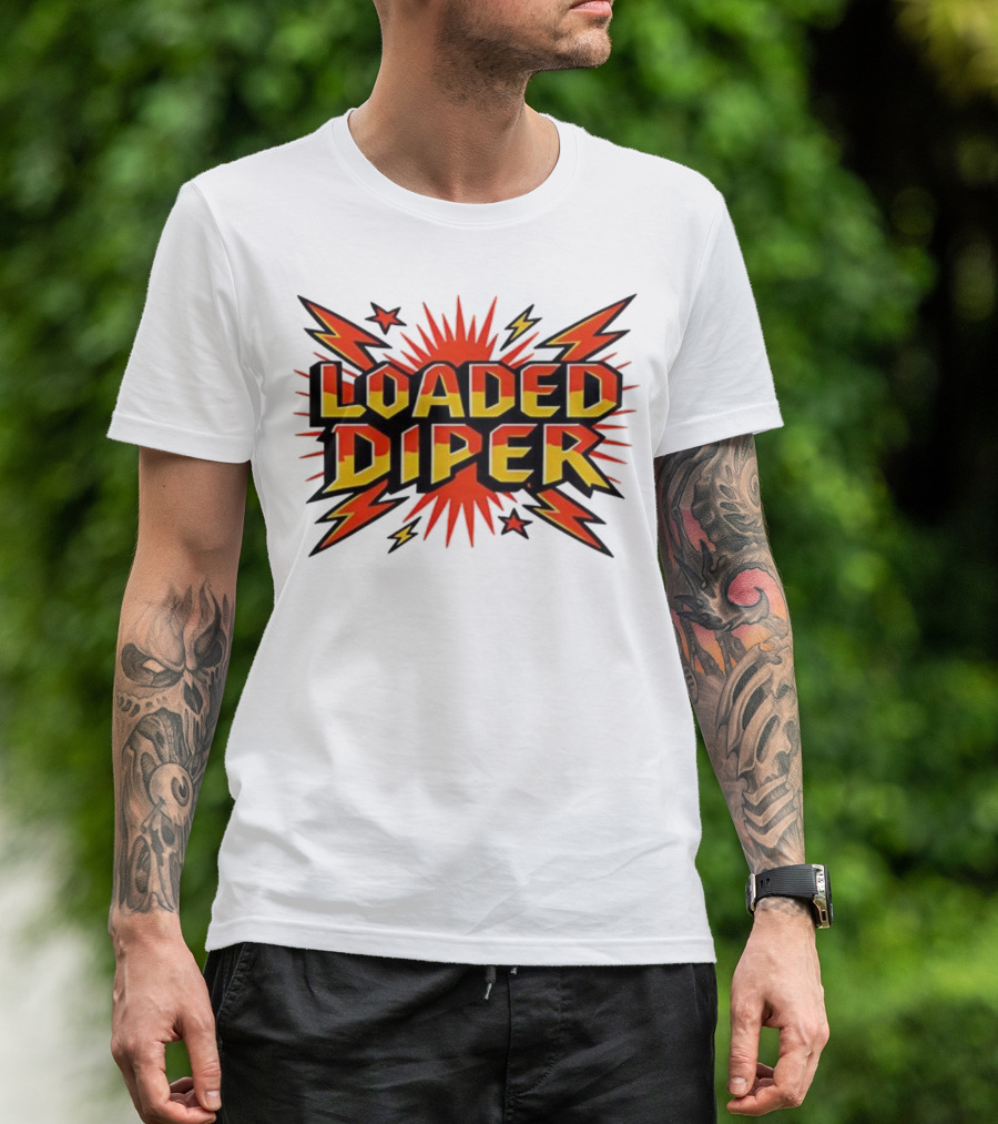 Loaded Diper Band Logo Comic Book Style Explosion Graphic T-Shirt