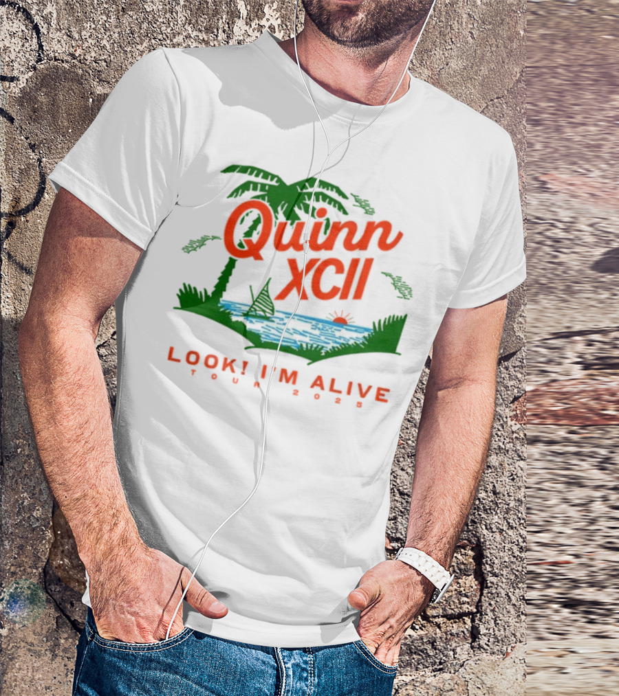 Quinn XCII Look! I’m Alive Tour 2025 Palm Trees Sunset Lake Scene T-Shirt