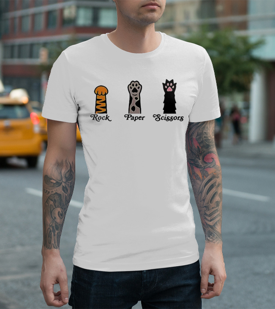 Rock Paper Scissors Cat Paw Love T-Shirt