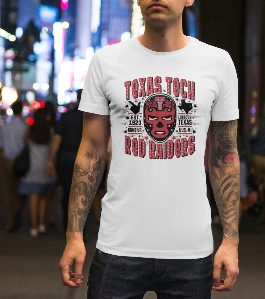 Texas Tech Red Raiders Lubbock Texas USA Luchador Mask Guns Up Est 1923 Iconic Symbol T-Shirt