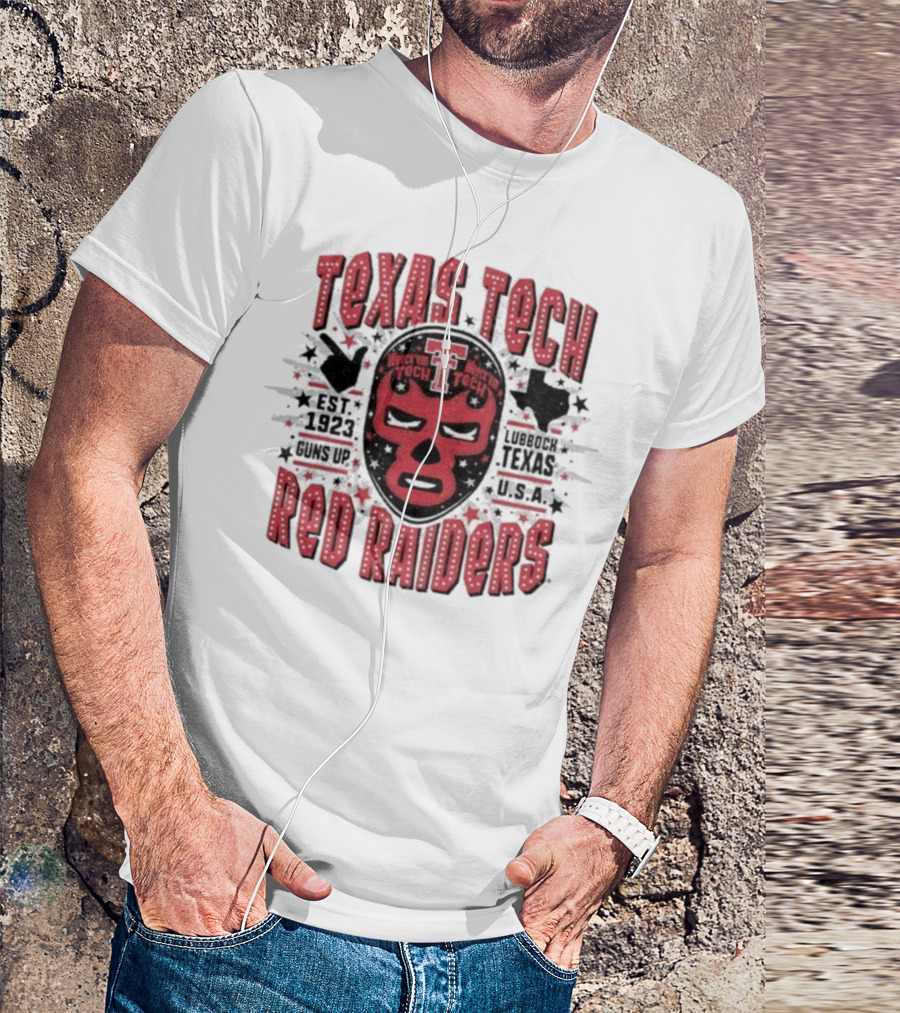 Texas Tech Red Raiders Lubbock Texas USA Luchador Mask Guns Up Est 1923 Iconic Symbol T-Shirt