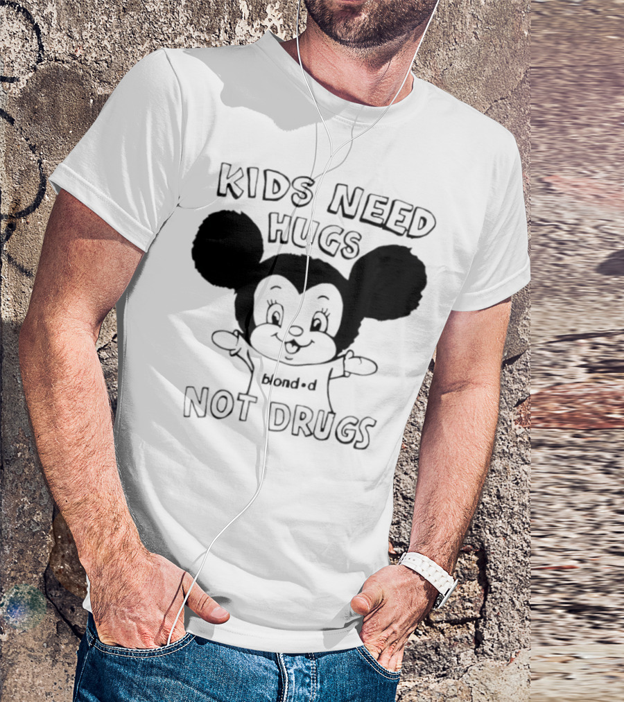 Kids Need Hugs Not Drugs Mouse Ears Cartoon Style T-Shirt
