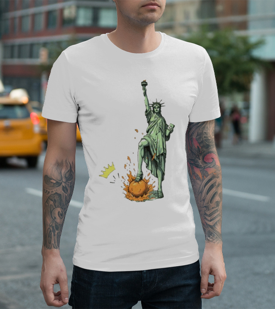 No Kings In America Statue Of Liberty Crown Orange Anti Trump Vintage T-Shirt