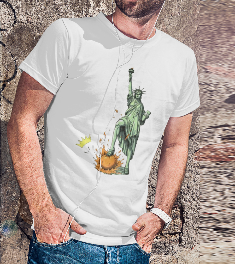 No Kings In America Statue Of Liberty Crown Orange Anti Trump Vintage T-Shirt