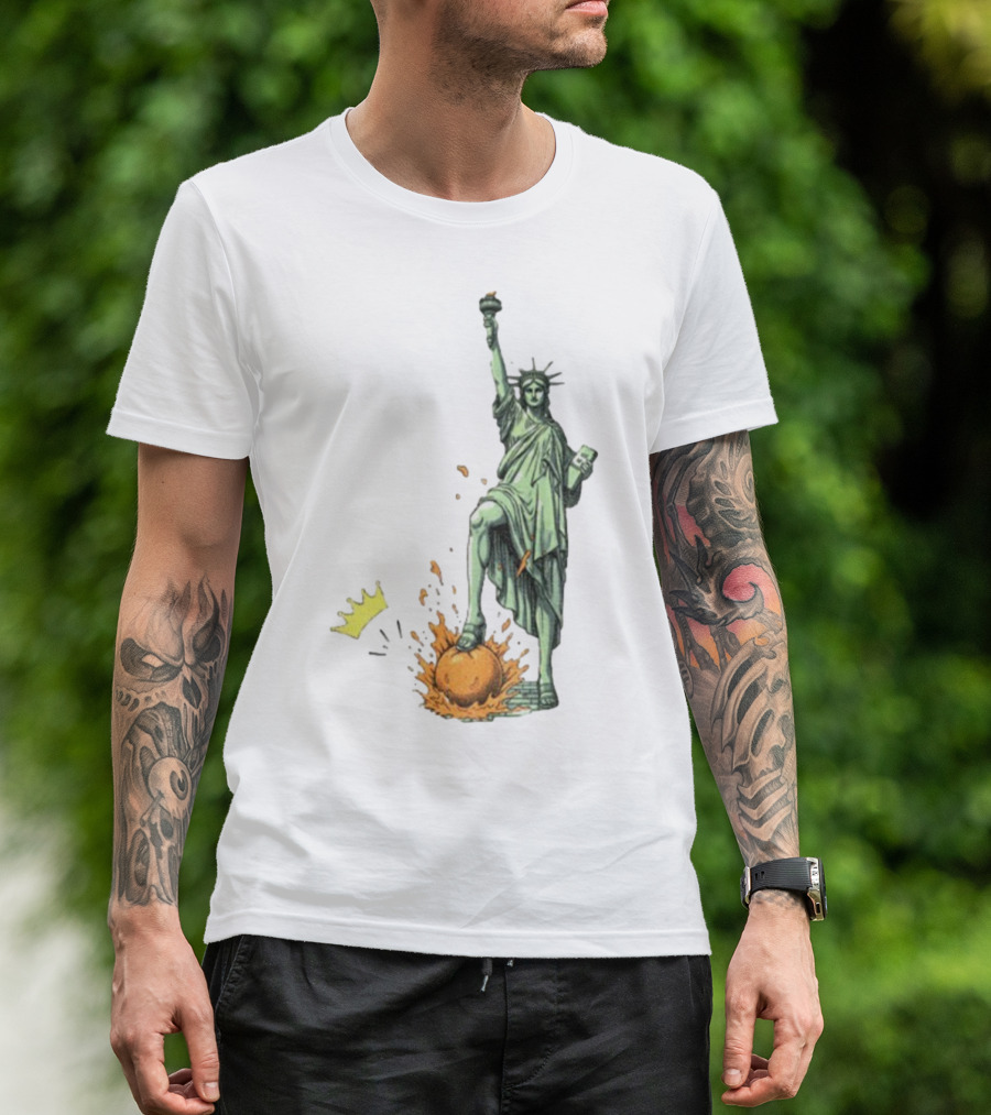 No Kings In America Statue Of Liberty Crown Orange Anti Trump Vintage T-Shirt