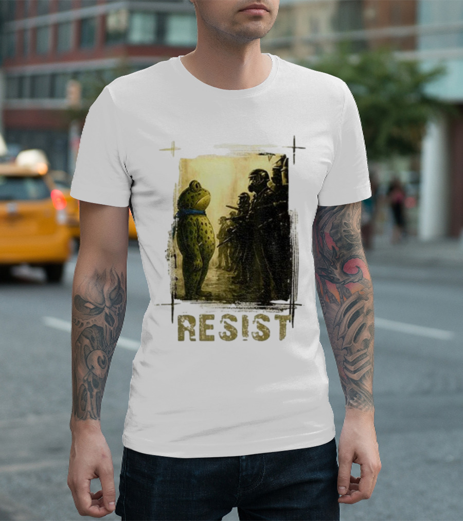 Resist Portland Frog Protest Vintage Activist Police Confrontation T-Shirt