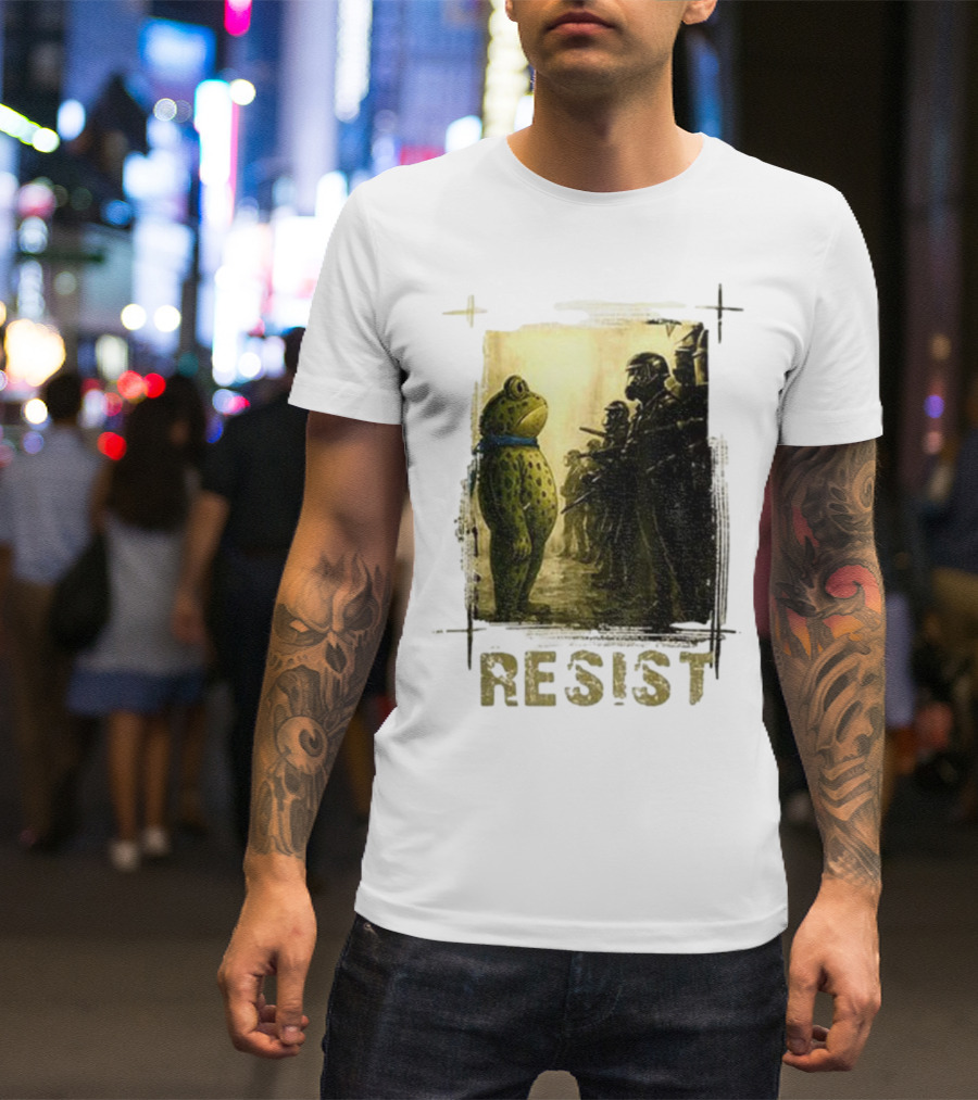 Resist Portland Frog Protest Vintage Activist Police Confrontation T-Shirt