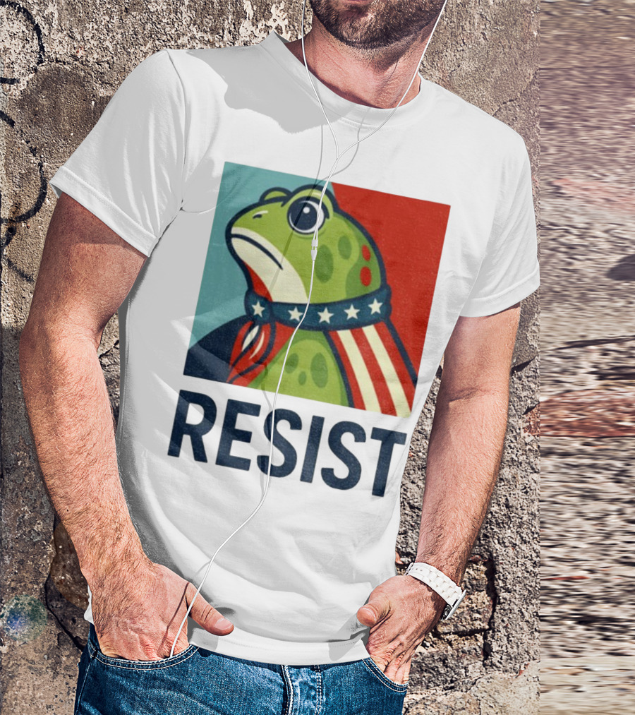 Resist Portland Frog Patriotic Stars And Stripes Retro Art T-Shirt